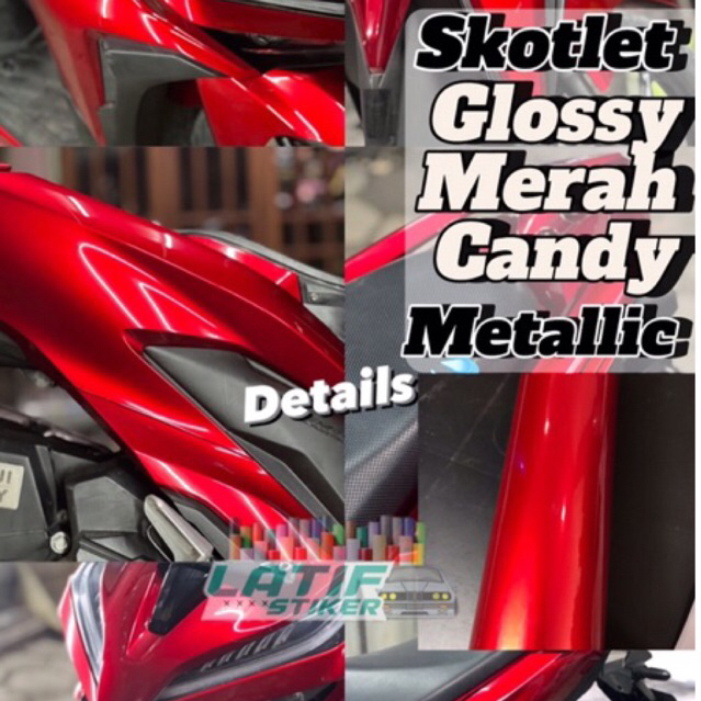 SKOTLET STIKER MOTOR MERAH CANDY STICKER GLOSSY METALLIC CANDY RED SCOTLITE GLOSSY METALIK CANDY MER