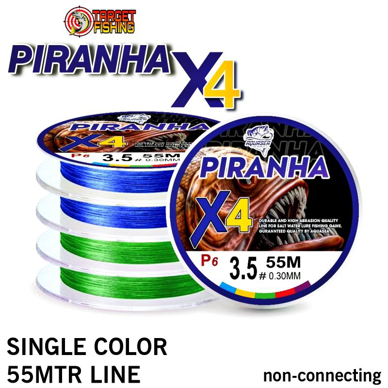 Senar PE PIRANHA X4 Single Color 55mtr Non-Connecting Tali PE Casting