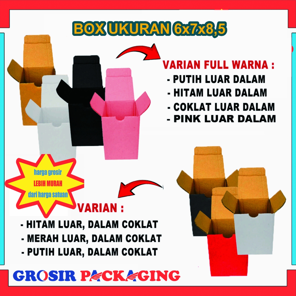 

(PAKET 500 PCS) Box 6x7x8,5 Cm/ Kardus Polos/ Box Sloop/ Karton Polos/ Kardus Mini