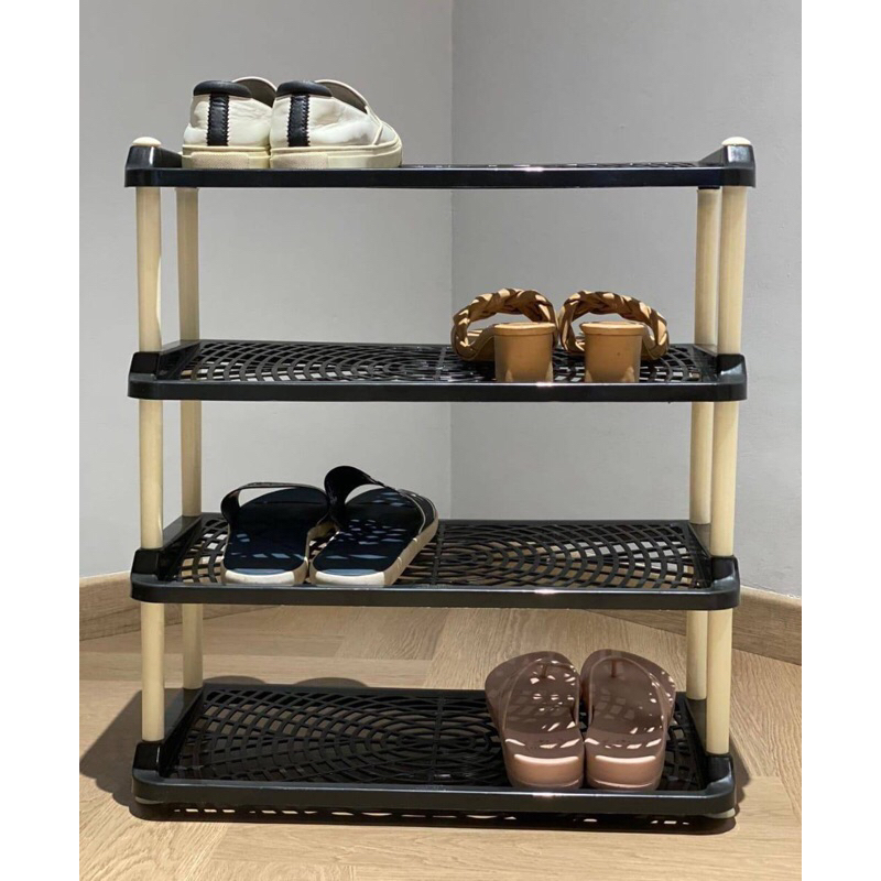 rak sepatu elco 4 susun / rak sepatu hitam