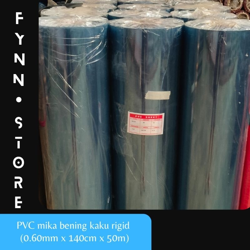 

PVC plastik mika kaku rigid tebal 0.60 mm x 140 cm x 50 m dijual per roll