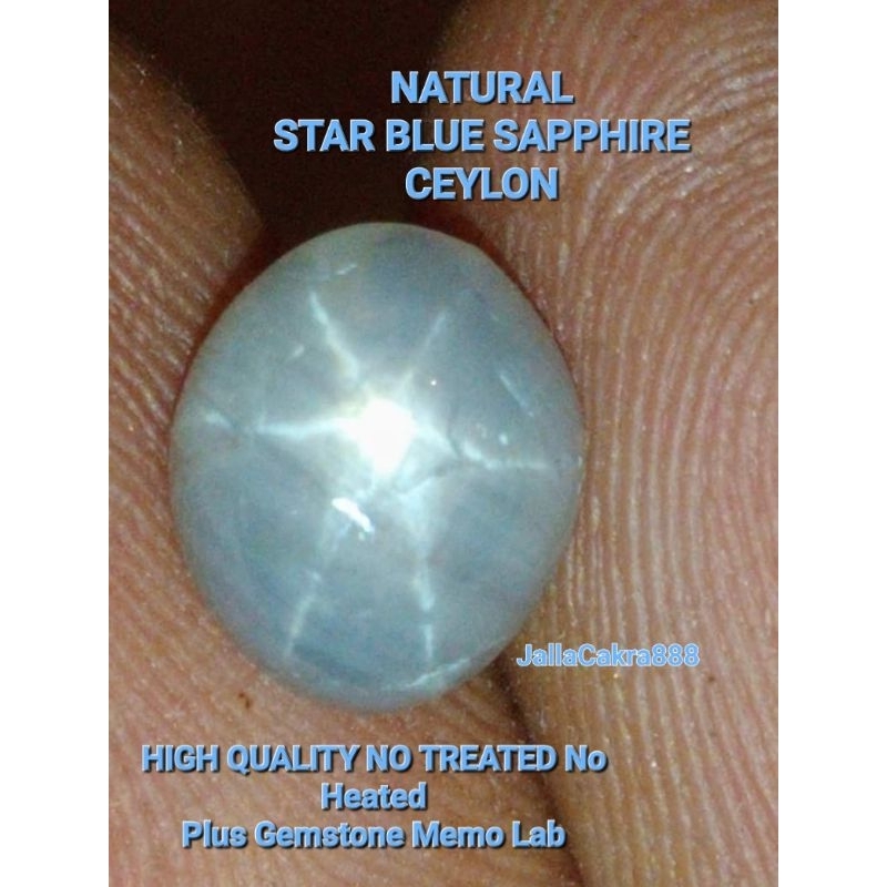 Batu Natural Star Blue Sapphire No Treated Sri Lanka Plus Memo Gemstone Lab Safir Ster Selon ( Star 