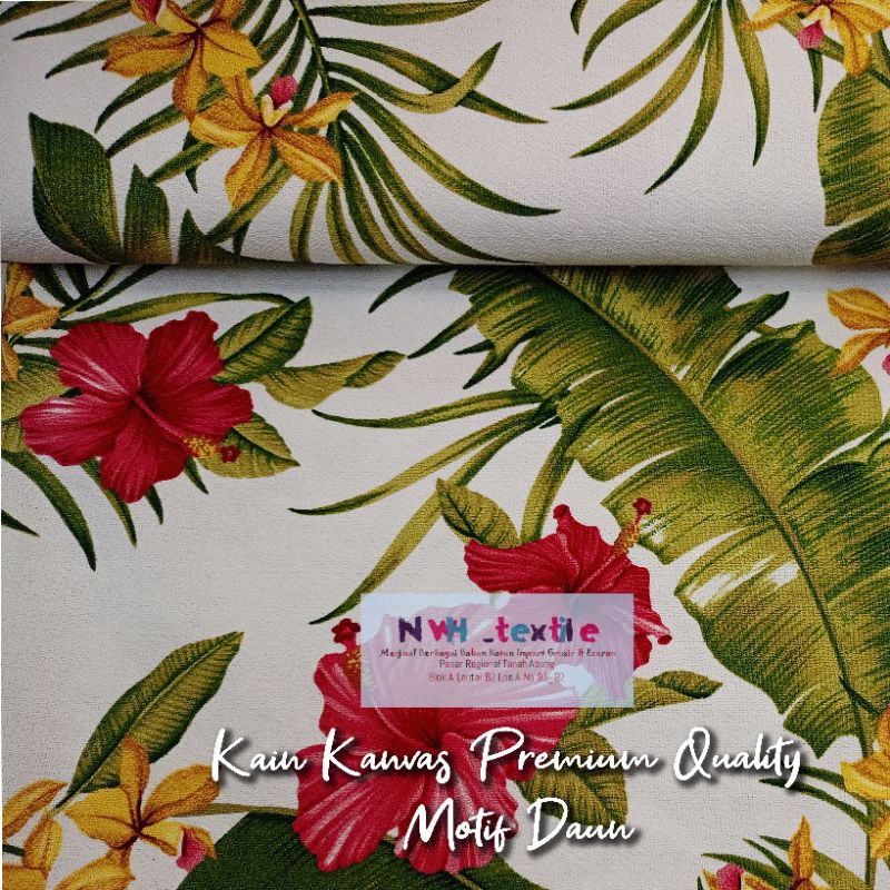 KAIN KANVAS MOTIF TROPICAL MOTIF || DAUN