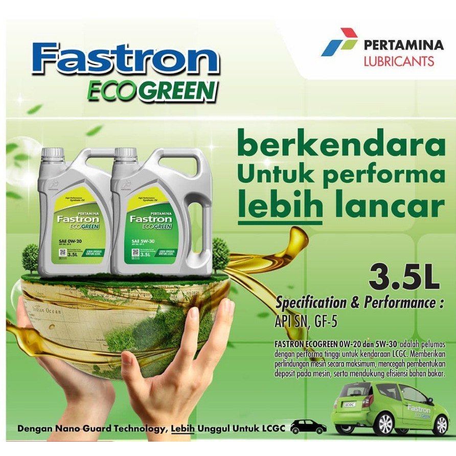 (Asli 100%) OLI FASTRON ECOGREEN 0W-20 3.5Liter SNI / OLI MOBIL /FASTRON ECOGREEN /ORIGINAL PERTAMIN