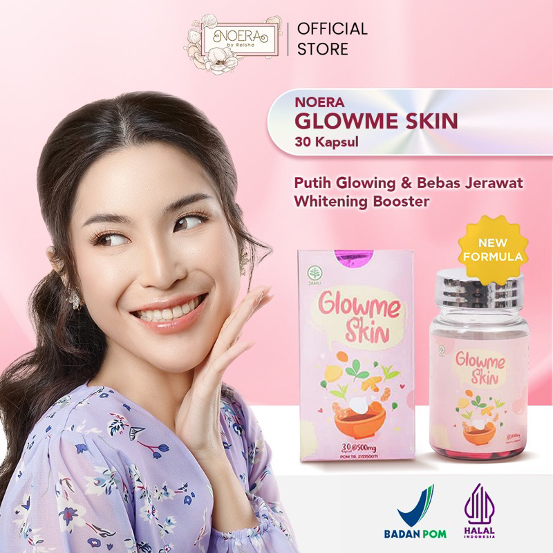 Noera Glow Me Skin Kapsul Pemutih Kulit 10x Extra Whitening Booster Kapsul Jerawat BPOM Pil Pemutih 