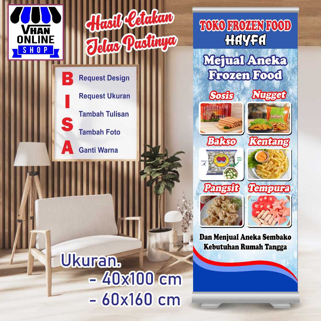 Banner Spanduk MMT Toko Frozen Food atau Seafood Bagus Murah