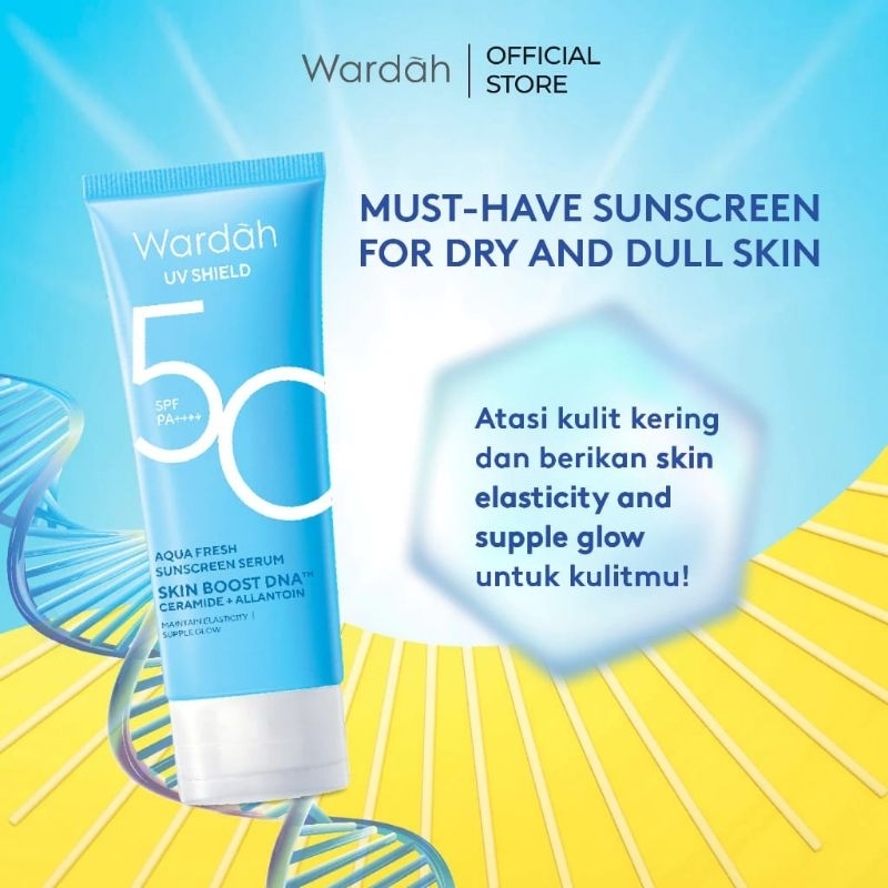WARDAH UV Shield Aqua Fresh Sunscreen Serum SPF 50 PA+++ ( biru )