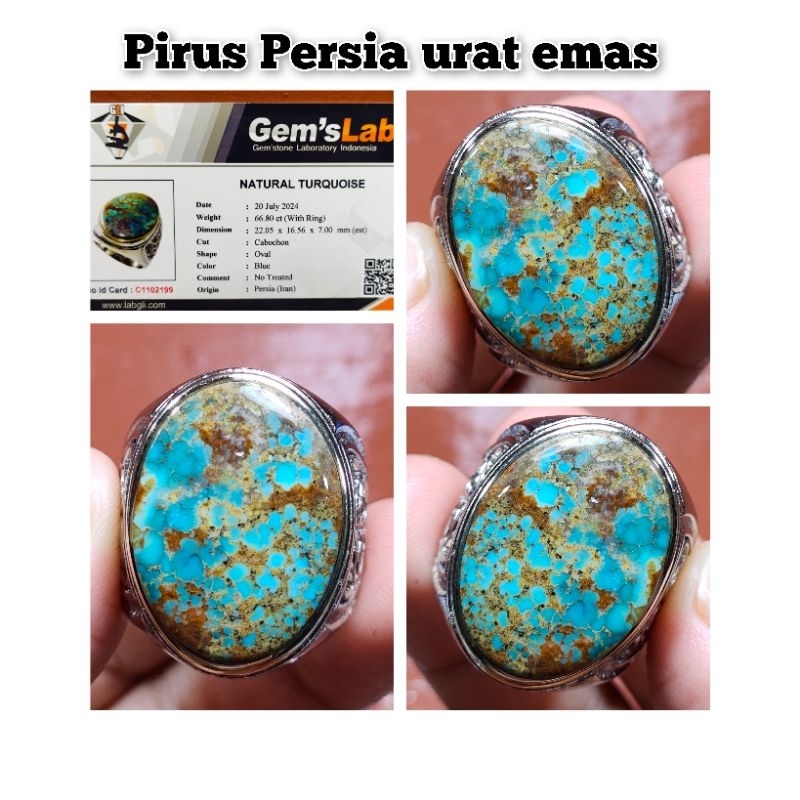 CINCIN BATU AKIK PIRUS PERSIA URAT EMAS IRAN