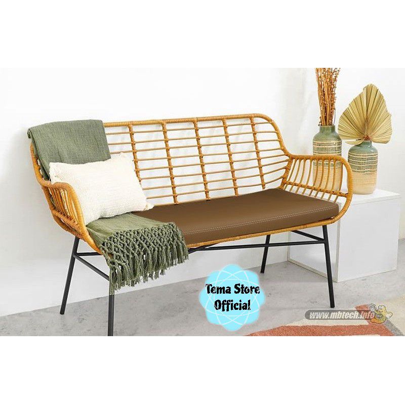 SOFA 2 SEATER KAKI BESI ROTAN SINTETIS / SOFA BEANCH ROTAN SINTETIS 2 SEATER