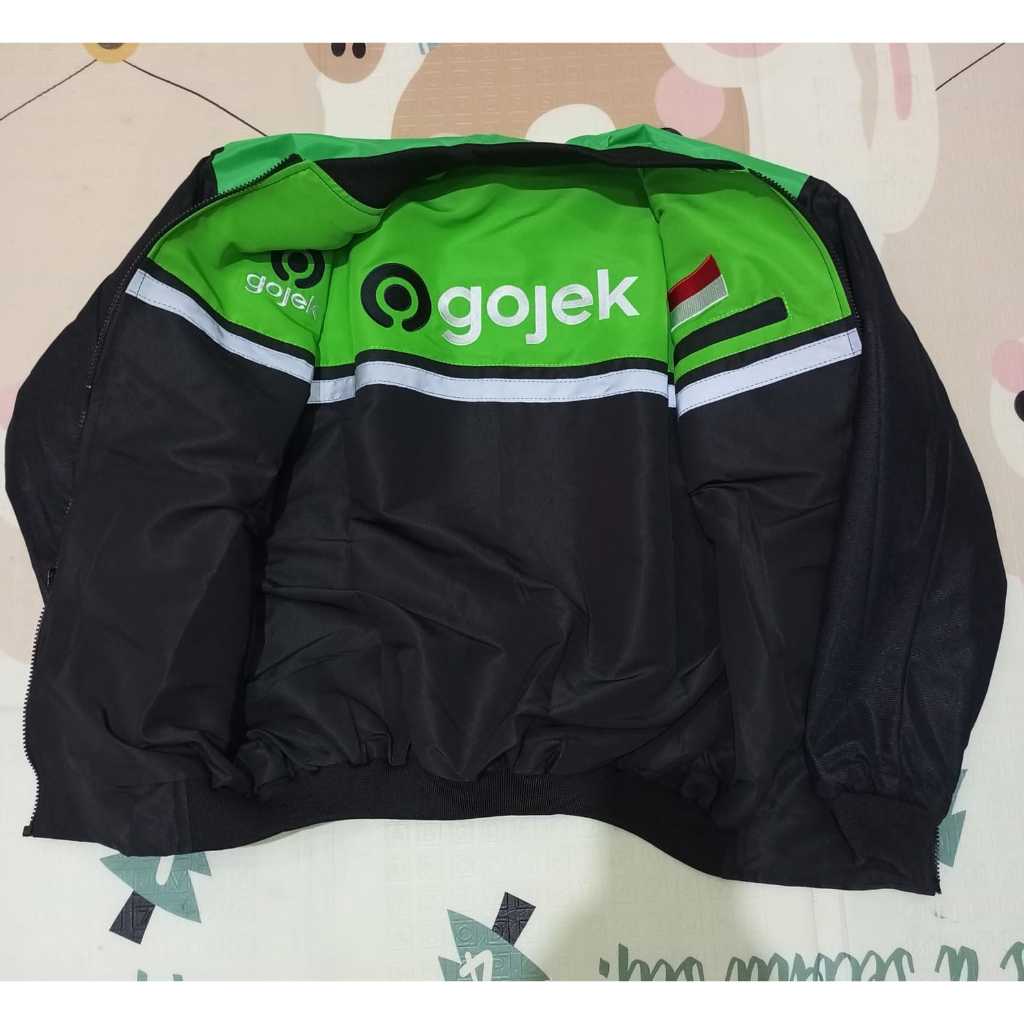 JAKET GOJEK GRAB BOLAK BALIK SETENGAH HITAM READY SIZE M L XL XXL XXXL 4XL