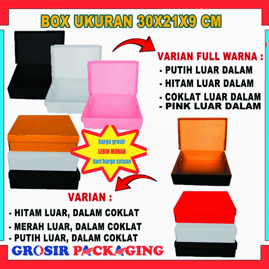 

Box 30x21x9 Cm/ Box Lipat Samping/ Box Packaging/ Kardus