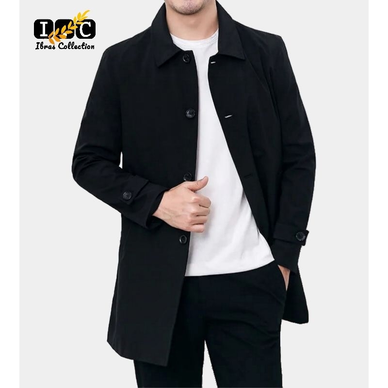 Ibras Jaket jubah pria | Jaket Long coat pria | Blazer pria Korea dengan Model Jubah pria long coat 