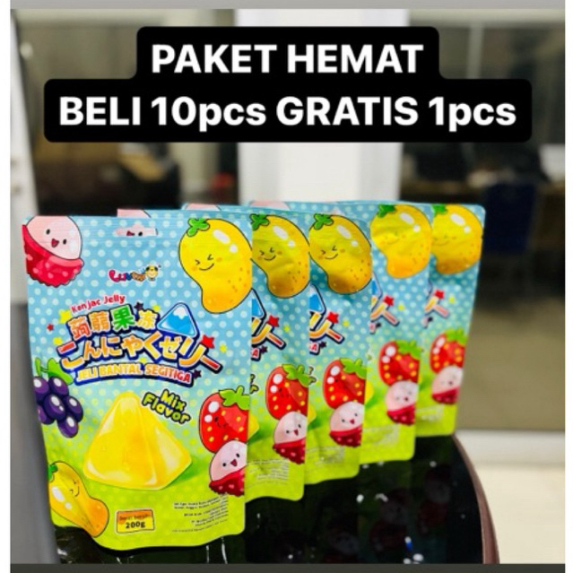 

LUVMI- KONJAC JELLY - JELLY BANTAL SEGITIGA MIX FLAVOR 200gram