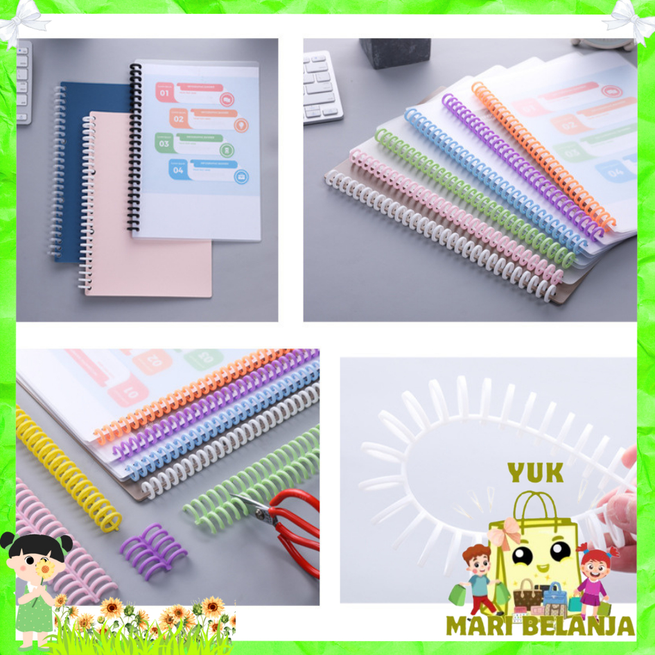

YMB - Ring Binder Plastik Spiral 30 Lubang DIY Spiral Binder Strip Lingkaran Buku Cincin Pengikat Kertas Buku Album Buku Tempel Buku Spiral A4