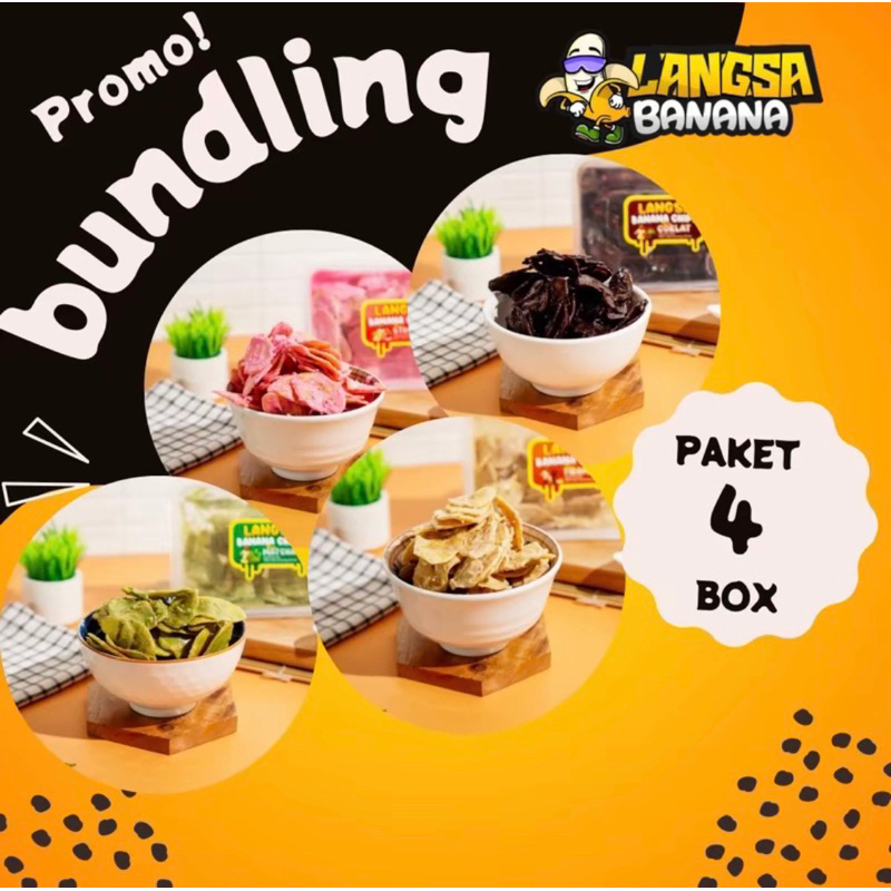 

( PAKET BUNDLING 4 BOX ) Keripik pisang lumer langsabanana