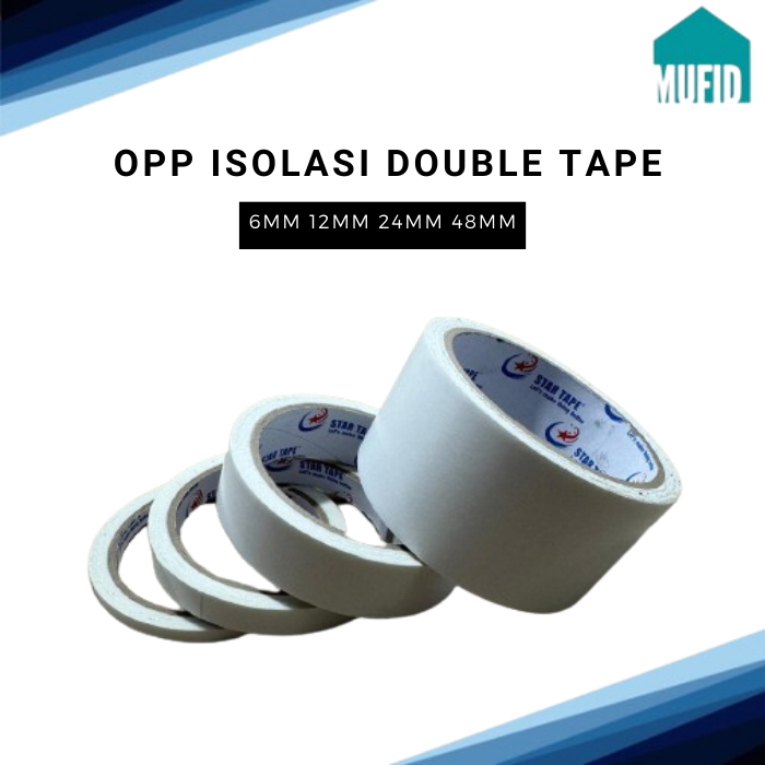 

Lakban OPP Tape Isolasi Double Tape 6mm 12mm 24mm 48mm x 10 meter