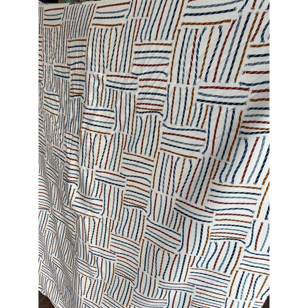 kain katun rayon viscose motif abstrak garis tali terbaru best seller