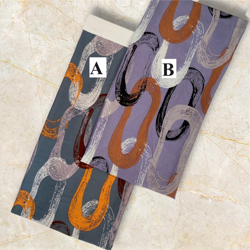 kain katun rayon viscose motif garis lengkung abstrak terbaru best seller