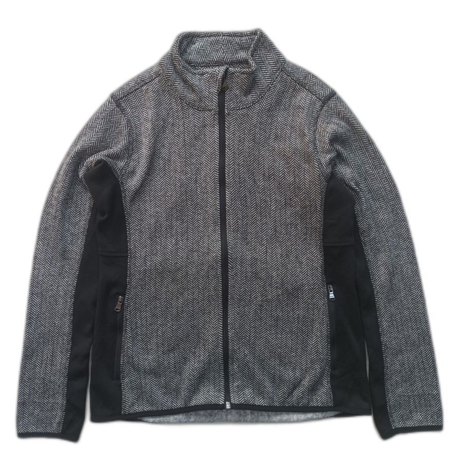 jaket andrew marc herringbone fleece track jacket casual running