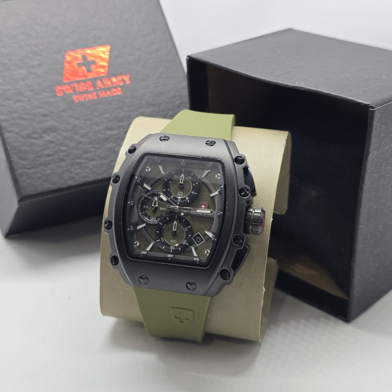 NEW JAM TANGAN PRIA SWISS CHRONO AKTIF STOPWATCH INCLUDE BOX EXCLUSIVE FULLSET