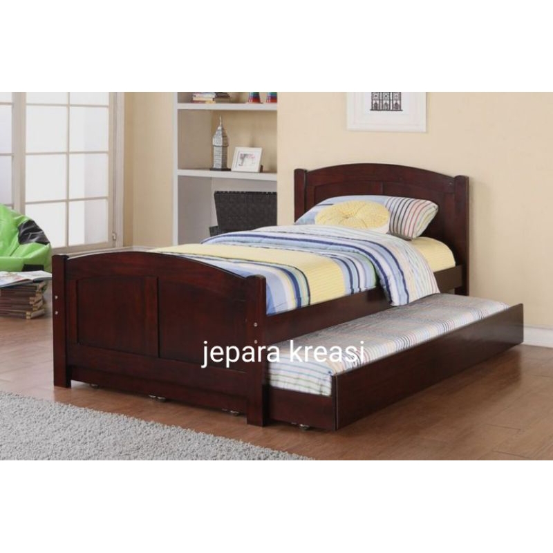 tempat tidur sorong kayu jati minimalis, dipan tempat tidur anak Sorong kayu jati minimalis