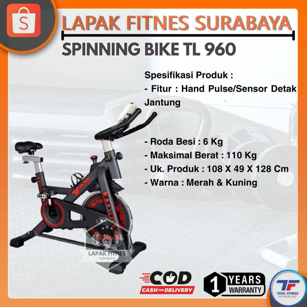 Alat Fitness Total Fitnes Sepeda Fitnes Statis Spinning Bike TL-960 Murah