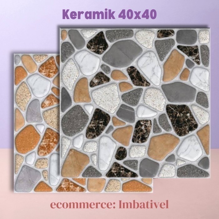 Keramik Lantai 40x40 Arwana Coastal (Motif Batu Alam) │ Keramik Lantai Garasi / Teras / Tangga