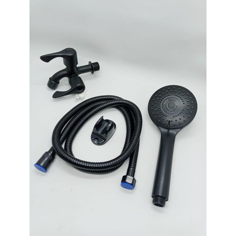 Paket Shower Hitam Set Kran Cabang Stenlis/Shower Mandi Sistem Air/Paket Shower Mandi Set Kran Caban