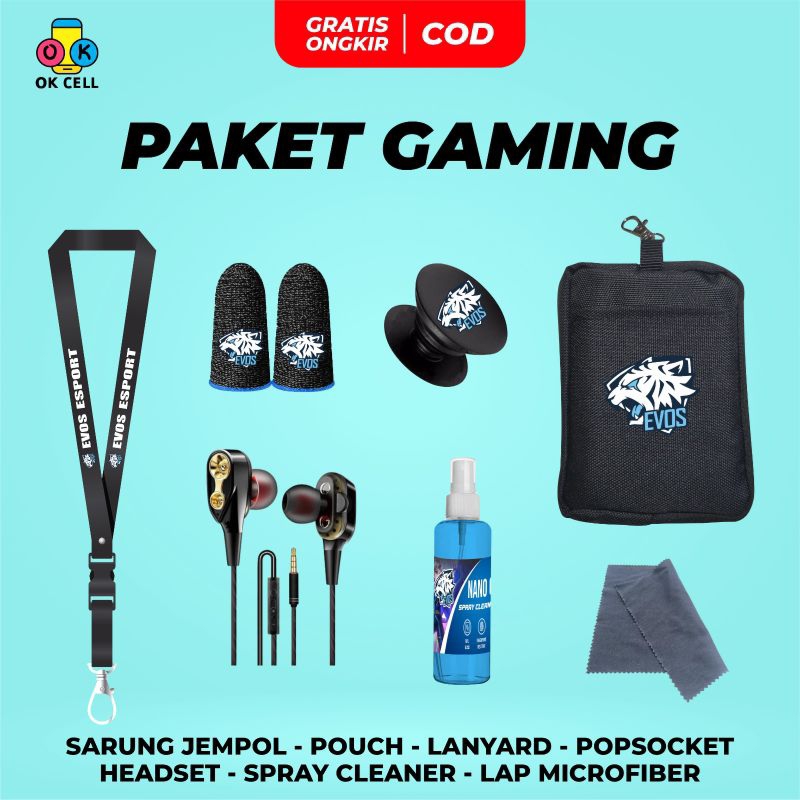 EVOS Paket 7 Tas Pouch Sarung Jempol Gaming Mobile Legend Anti Keringat Licin Responsif Permium