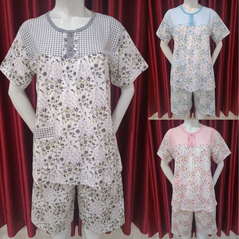 Larispiyama - Setelan Piyama kancing Variasi busui / Baju tidur Kaos wanita tebal bkh