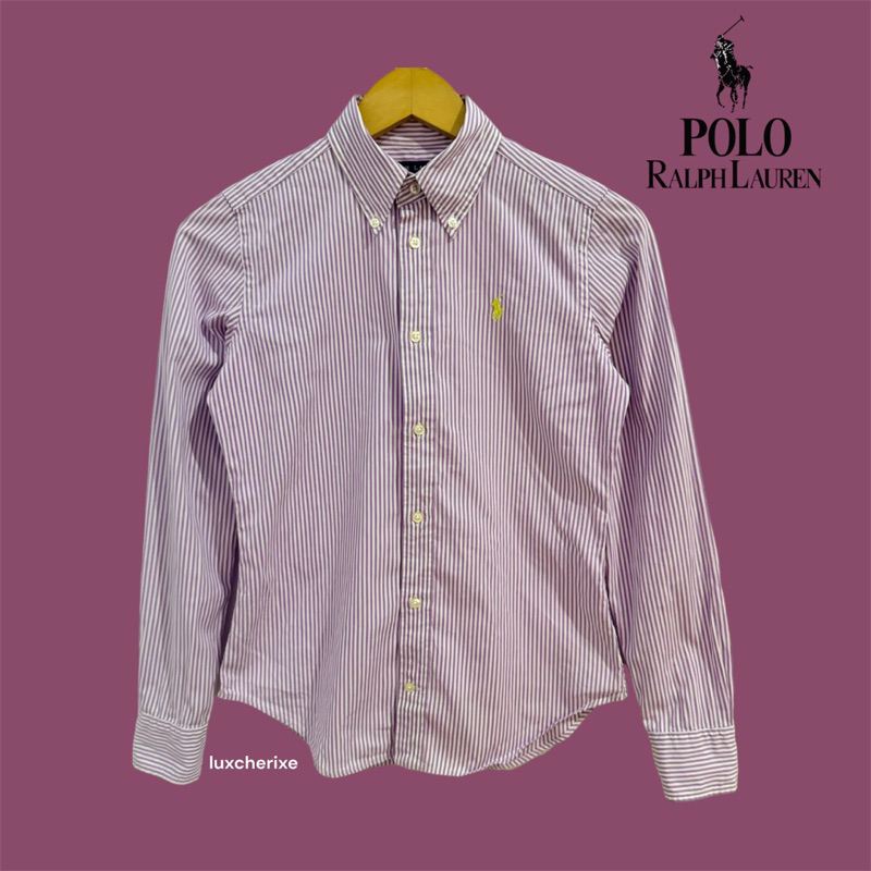 Polo Ralph Lauren Kemeja Stripe Lilac White Purple Preloved