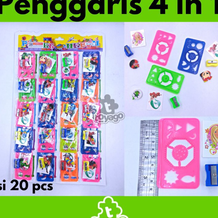 

TERLARISSS Penggaris Set 4 in 1 Penggaris Set Lembaran isi 2 Pcs Grosir Murah penggaris 4 in 1 layar 2 toyago toys