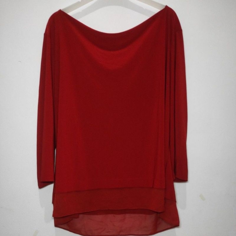 Blouse merah tunik big size