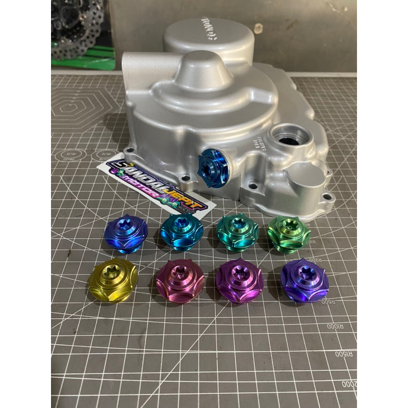 BAUT TUTUP OLI MESIN TITANIUM TUTUP OLI TITANIUM BAUT TITANIUM TUTUP OLI MESIN HONDA CB GL MEGAPRO T