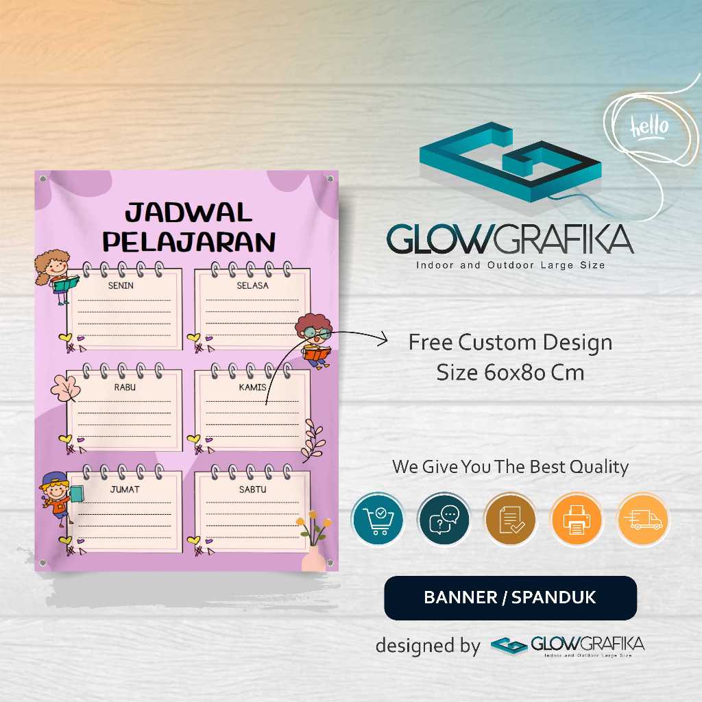 Cetak Spanduk Banner Jadwal Pelajaran Ungu