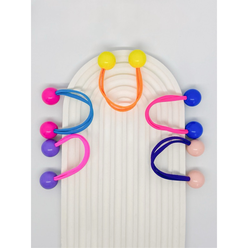 Tali Rambut Gaya Korea Manik Bulat Berwarna Permen Tali Rambul Bola Anak