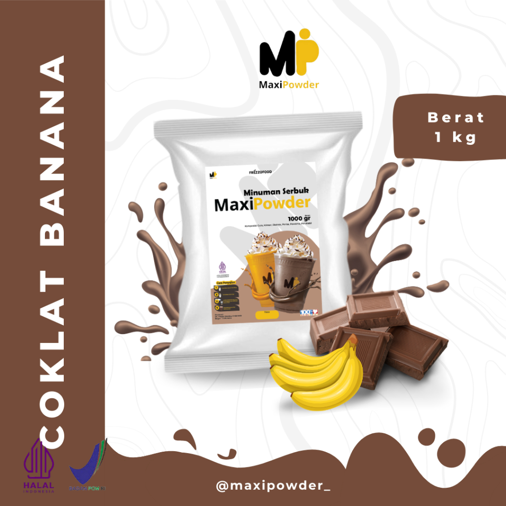 

Bubuk Minuman Rasa Coklat Banana 1kg / Minuman Kekinian Coklat Banana Termurah / MaxiPowder