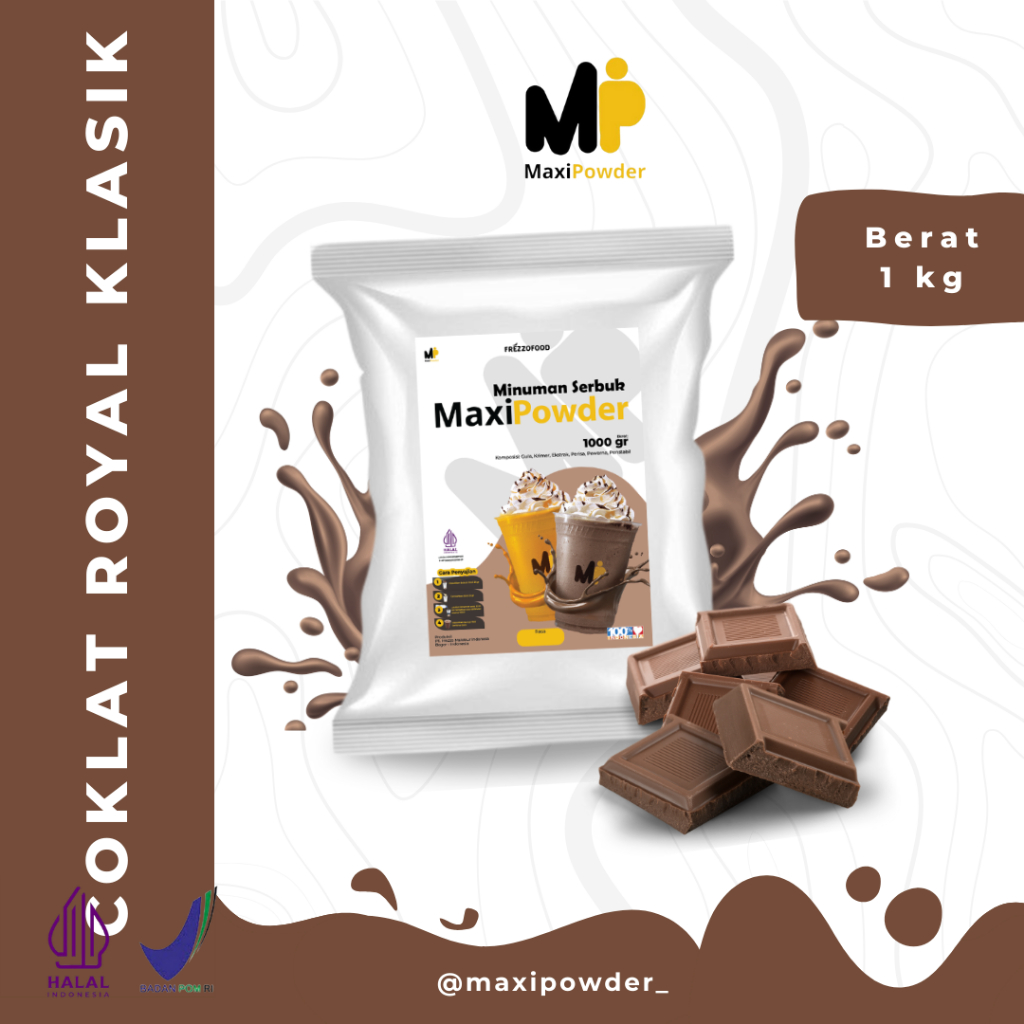 

Bubuk Minuman Rasa Royal Coklat Klasik 1kg / Minuman Kekinian Royal Coklat Klasik Termurah / MaxiPowder