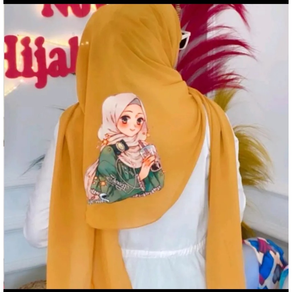 segiempat motif karakter / TERBARU hijab segiempat voal karakter / kerudung segi empat terbaru 2022 