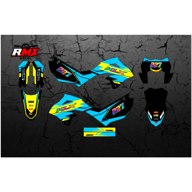 DECAL KLX 150 2023 FULLBODY (006) DEKAL STIKER KLX S SM SE 2024 2025 HITAM OREN, MERAH, KUNING, HIJA