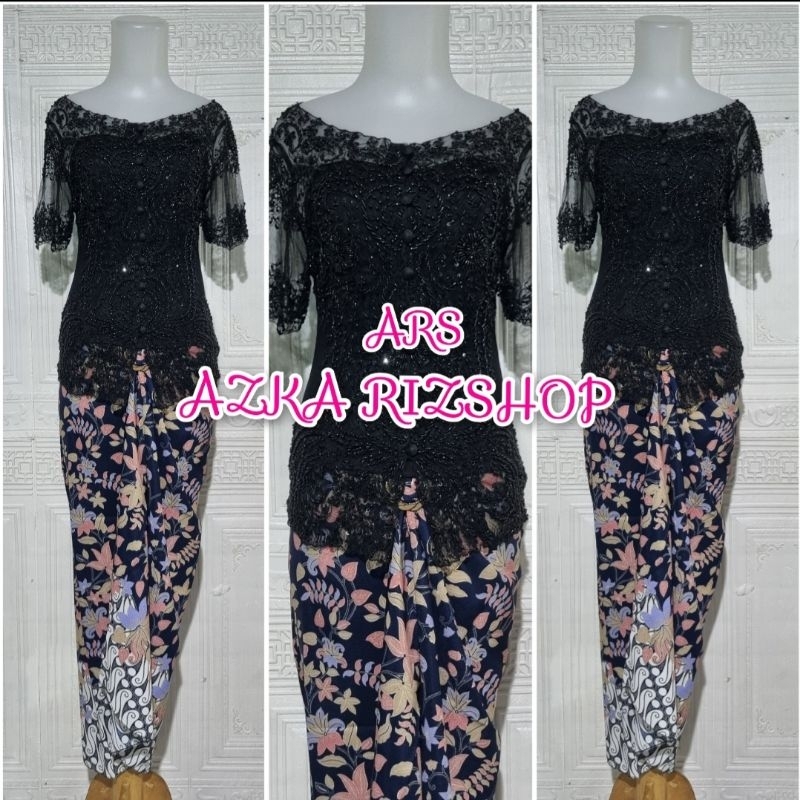 set kebaya wisuda kebaya pesta kebaya sabrina pendek kebaya hitam + longtorso dan rok lilif
