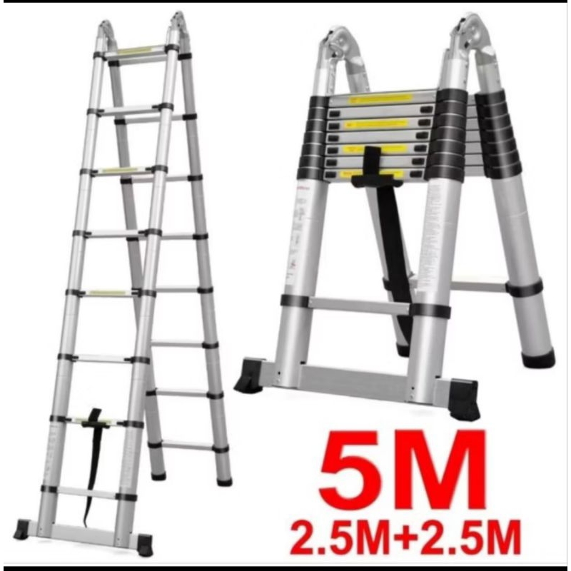 tangga aluminium teleskopik 5 meter dobel