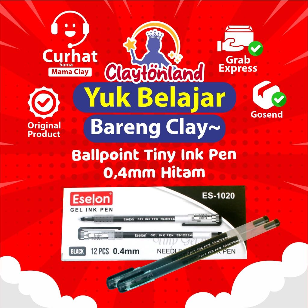 

12pcs Pulpen Gel Eselon 0.4mm / 1 Pak Pulpen Gel ESELON ES-1020