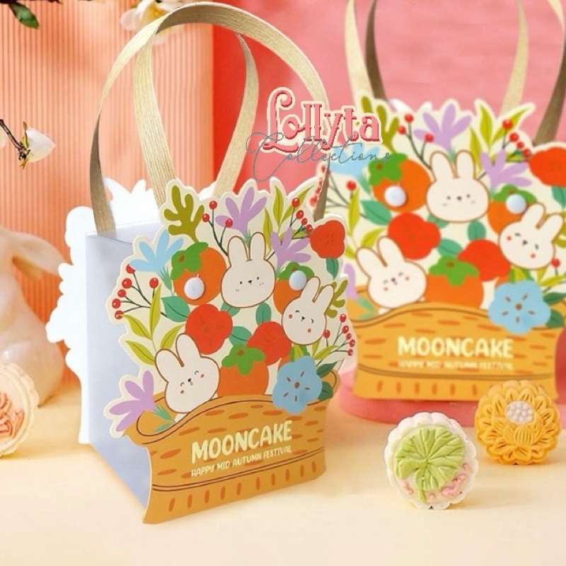 

Goodiebag souvenir tema bunny cute Mooncake / Box mooncake mika set