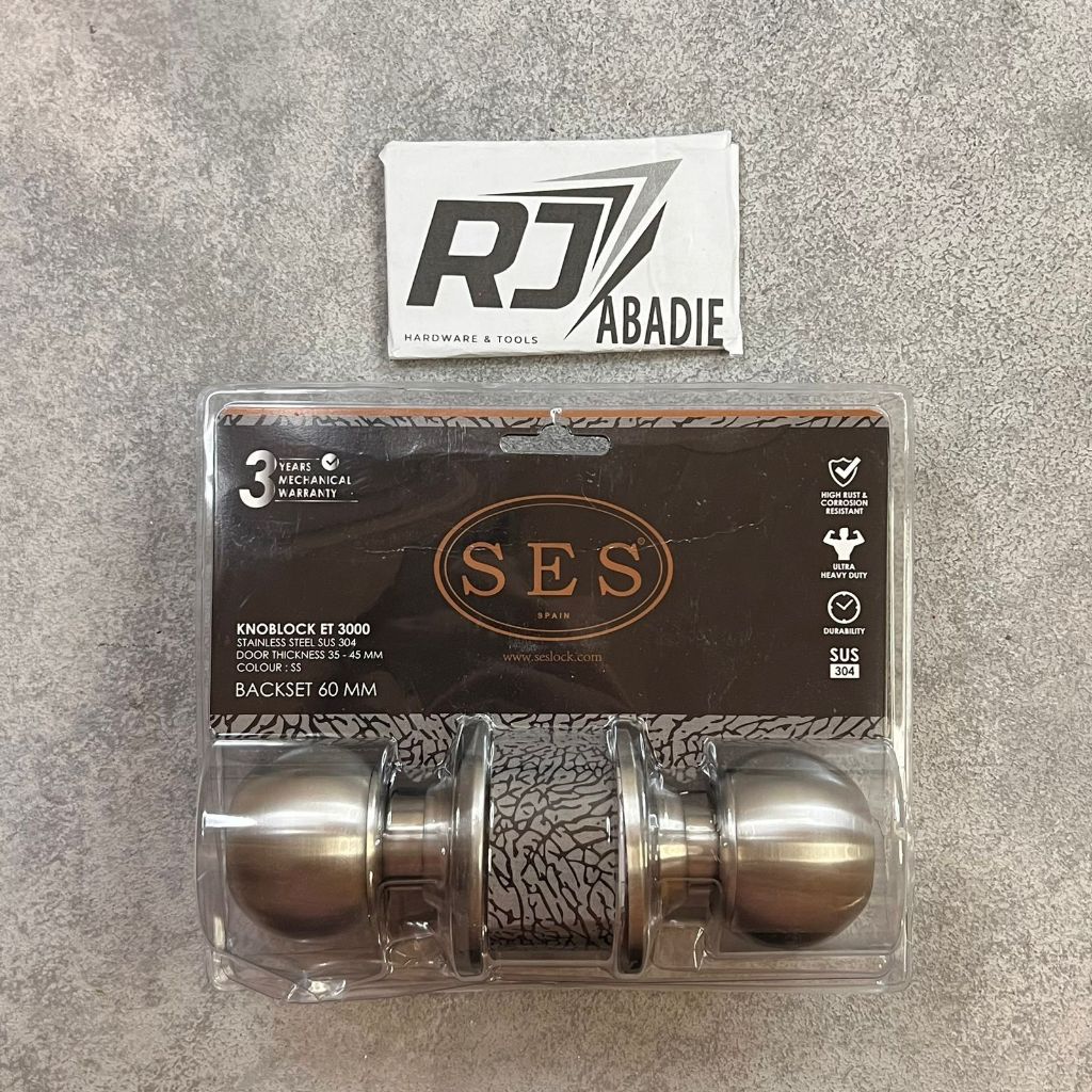 Handle Gagang Pintu Kunci Bulat Stainless Set SES Spain