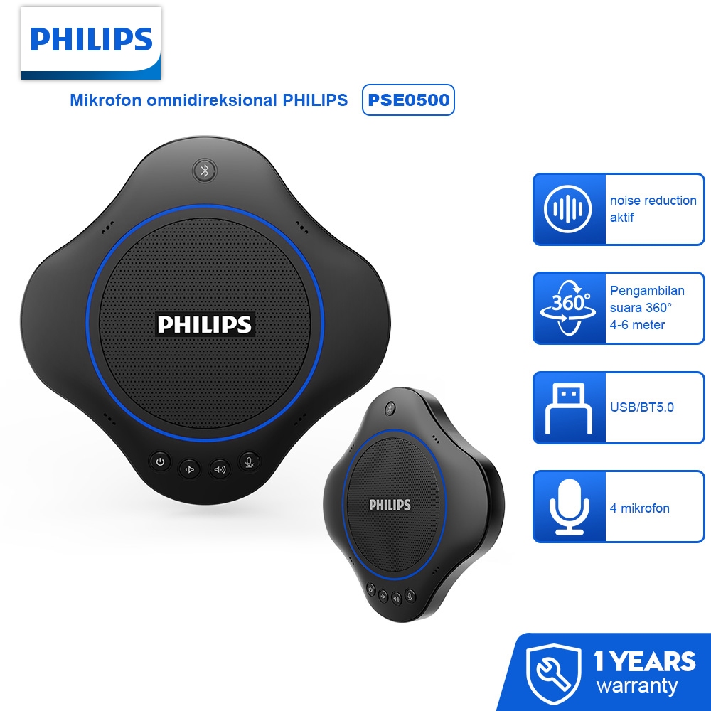 Philips SmartMeeting Conference Mic USB Speakerphone Noise Cancelling + Bluetooth Speaker PSE-0500