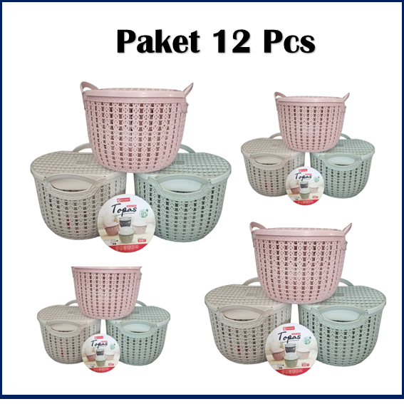 new PAKET 1 LUSIN MIX Keranjang Serbaguna tutup Keranjang Topas tutup Keranjang serbaguna Topas