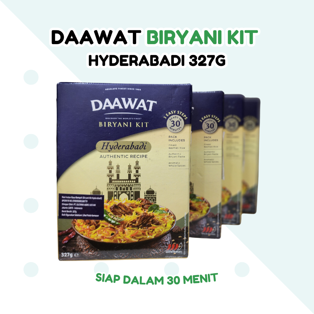 

DAAWAT biryani kit Hyderabadi 327G Nasi Arab Asli | Nasi Kebuli Nasi Briyani | Nasi Mandhi | Nasi Zurbiyan | Murah Berkualitas