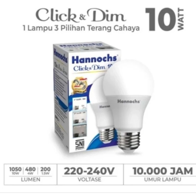 Hannochs Lampu Bohlam LED Click And Dim 10W - 3 Tingkat Cahaya