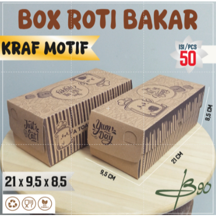 

50 Pcs Dus Roti Bakar Kraft Motif ukuran 21x9,5x8,5 cm